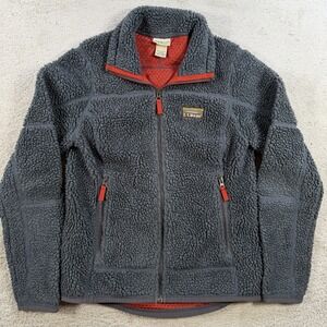 LL Bean Jacket Womens XXS Navy Sherpa Full Zip Mesh Lined Pockets Fleece